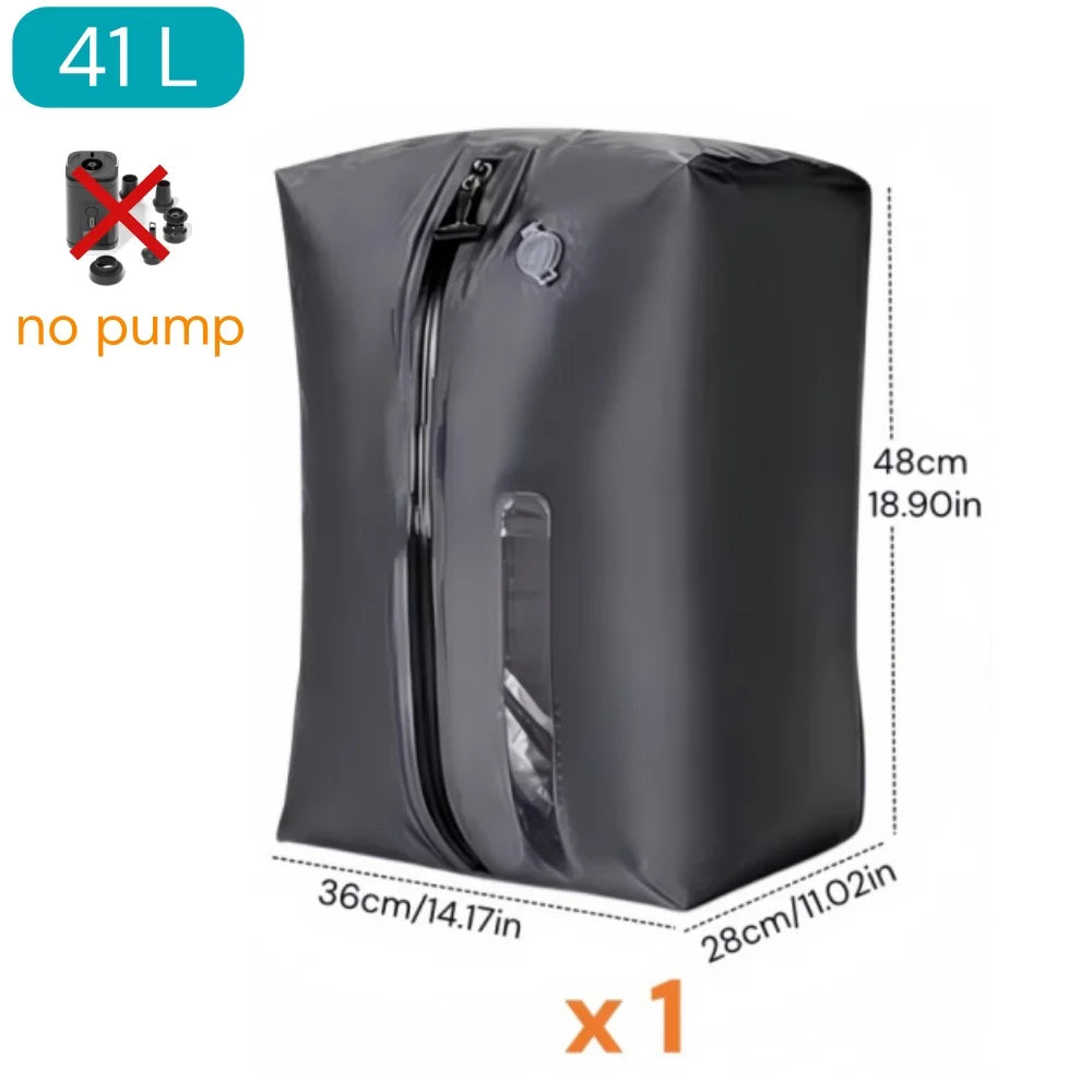 17L Travel Vacuum Storage Bags with Air Pump, Outdoor Clothes Compression Bags, Reusable Empty Vacuum Bags for Clothes Suitcases